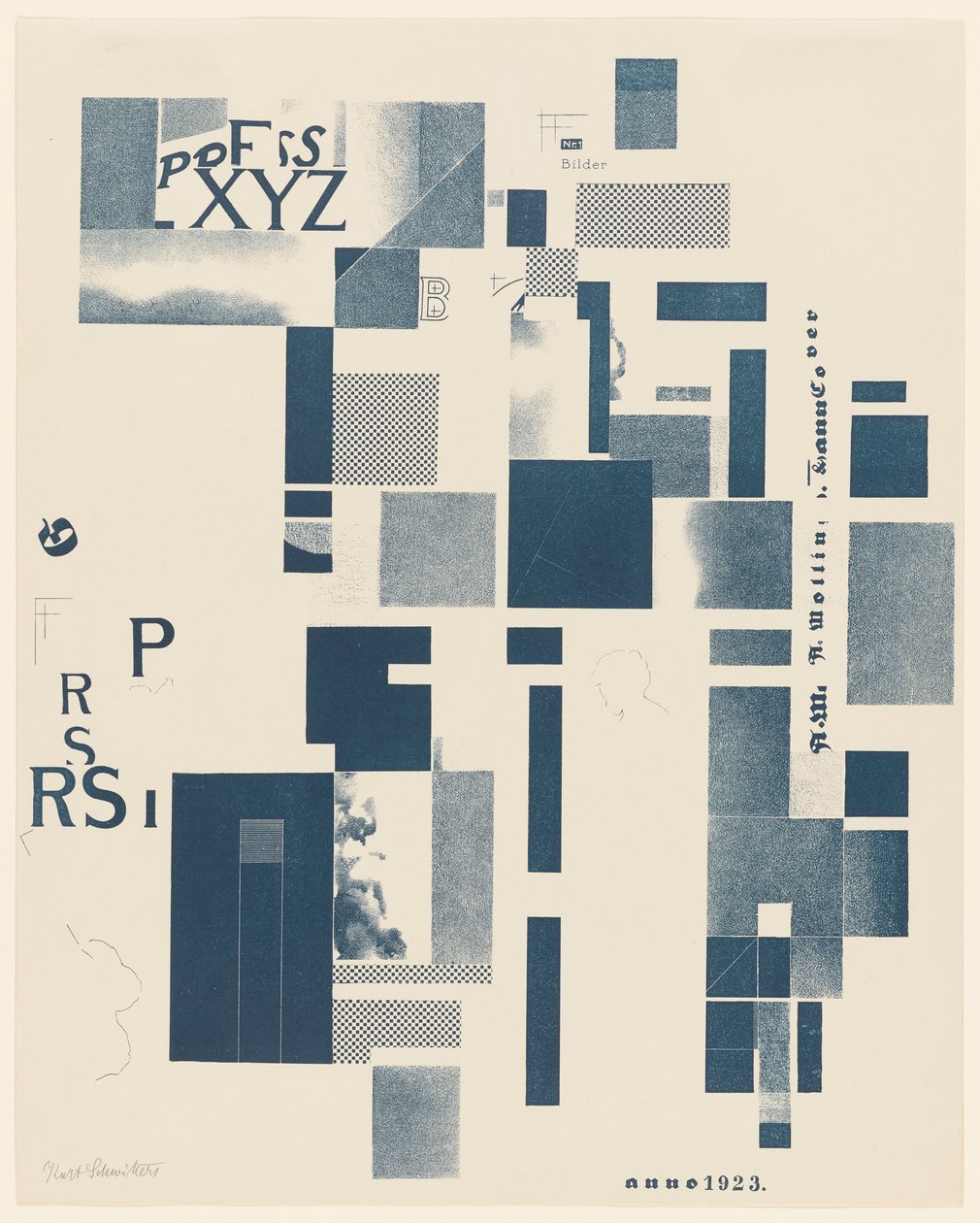 بدون عنوان ، رقم 3 من 6 من محفظة Merz 3. Kurt Schwitters 6 مطبوعات حجرية. مجلد Merz. أول محفظة من شركة Merz للنشر (Merz 3. Kurt Schwitters 6 lithos. Merz Portfolio. First Portfolio of the Merz Publisher) بواسطة كيرت شويترز