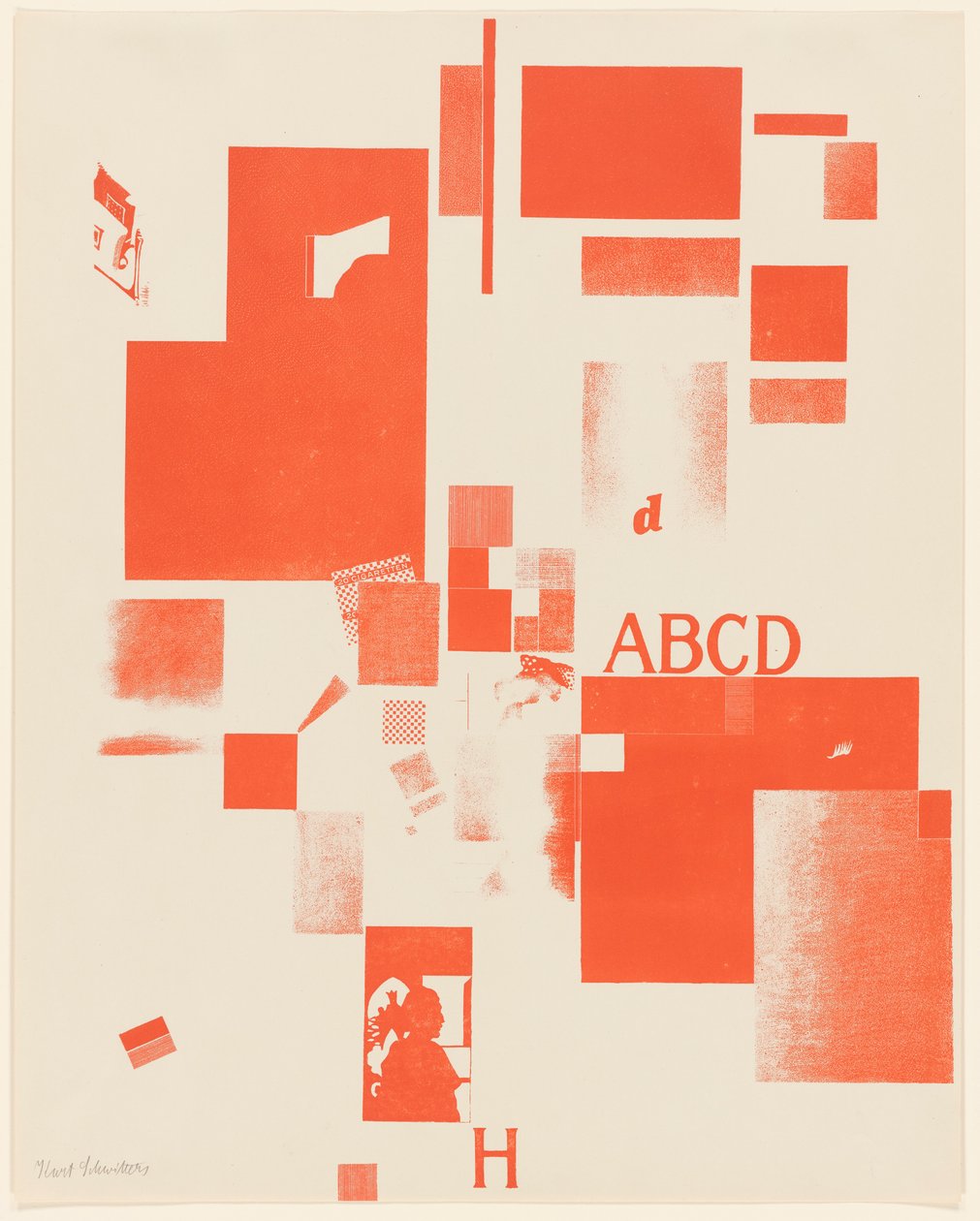 بدون عنوان ، رقم 4 من 6 من محفظة Merz 3. Kurt Schwitters 6 مطبوعات حجرية. مجلد Merz. أول محفظة من شركة Merz للنشر (Merz 3. Kurt Schwitters 6 lithos. Merz Portfolio. First Portfolio of the Merz Publisher) بواسطة كيرت شويترز