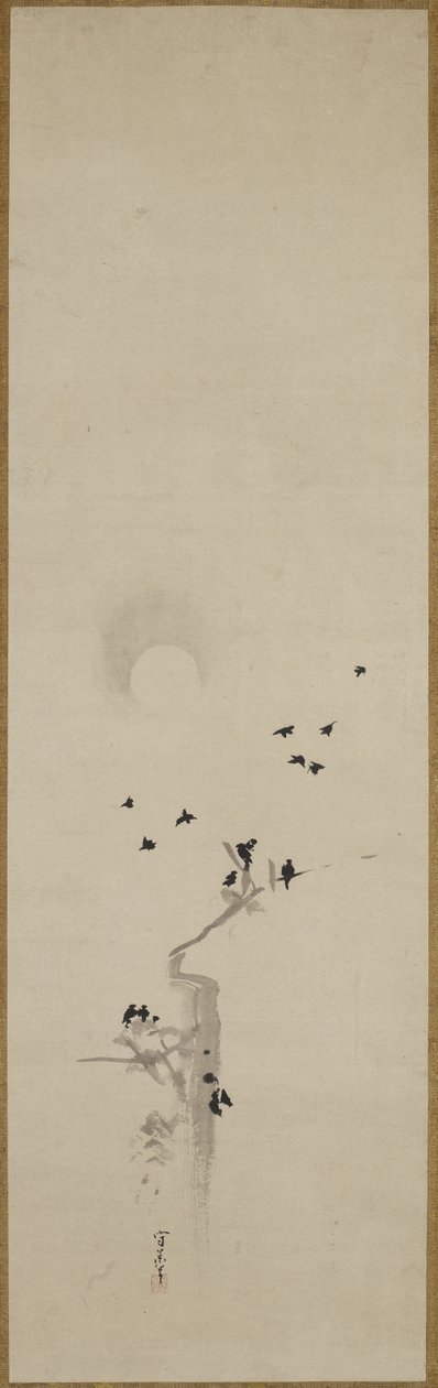قطيع من الغربان ، c.1690-1700 (حبر على ورق) بواسطة Kusumi Morikage Kusumi Morikage