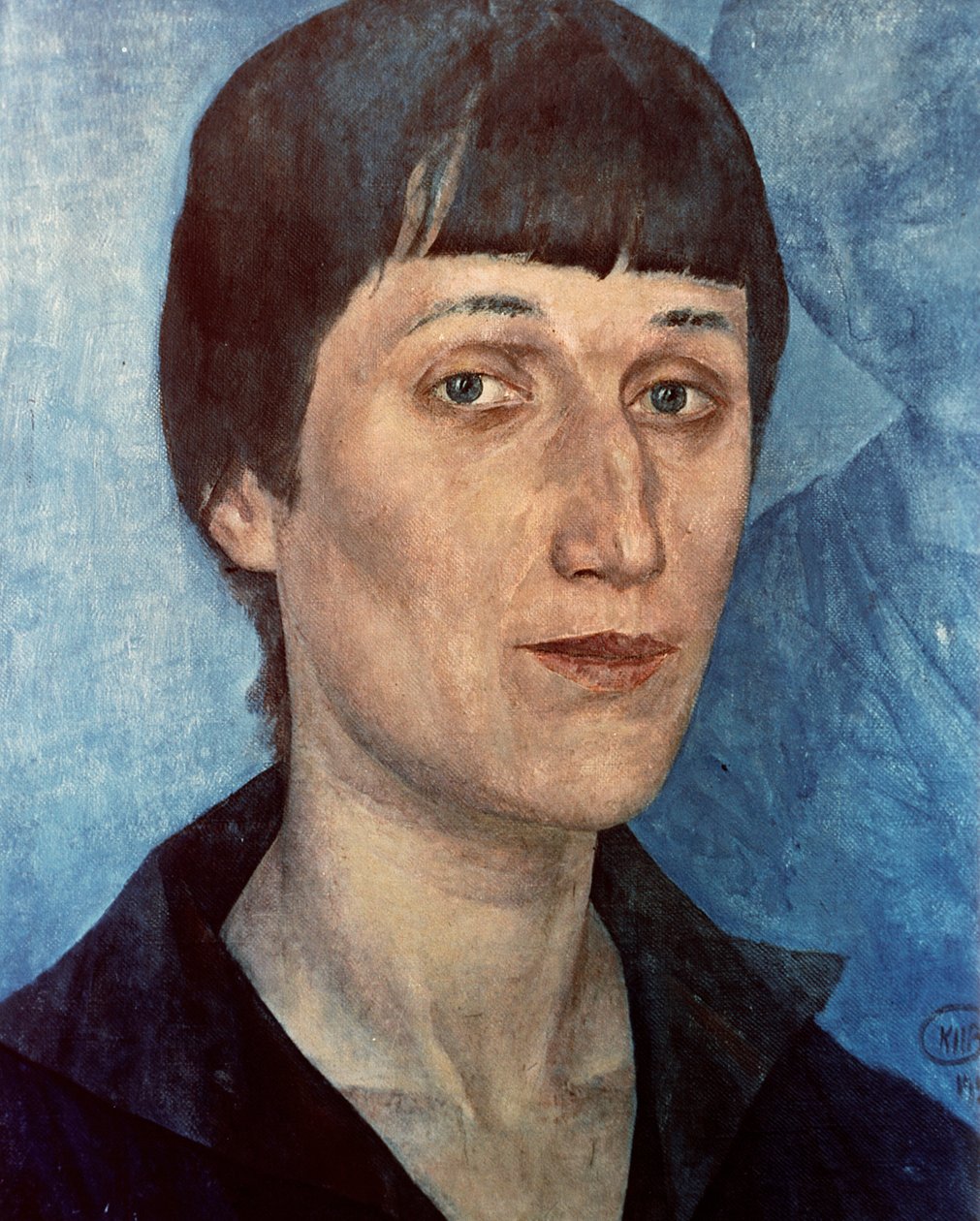 Portrait of Anna Akhmatova, Russian poet بواسطة Kuzma Sergeevich Petrov Vodkin