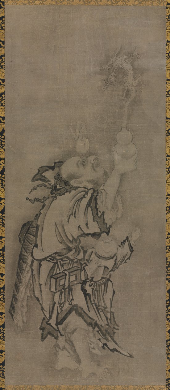Hotei with Daoist Immortals: Immortal with Gourd and Dragon، ج. 1575-1600. بواسطة كيوسيكي تومونوبو