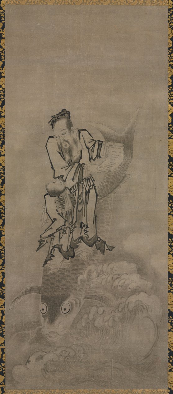 Hotei مع Daoist Immortals ، أواخر القرن السابع عشر وأوائل القرن الثامن عشر. بواسطة كيوسيكي تومونوبو