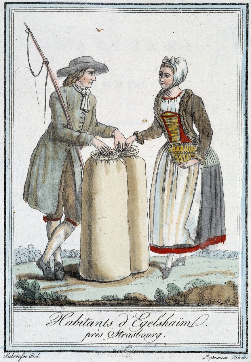 Inhabitants of Egelshaïm, near Strasbourg - in “” Encyclopedia of travels”” by J. Grasset St Sauveur, Deron, Paris بواسطة LF Labrousse