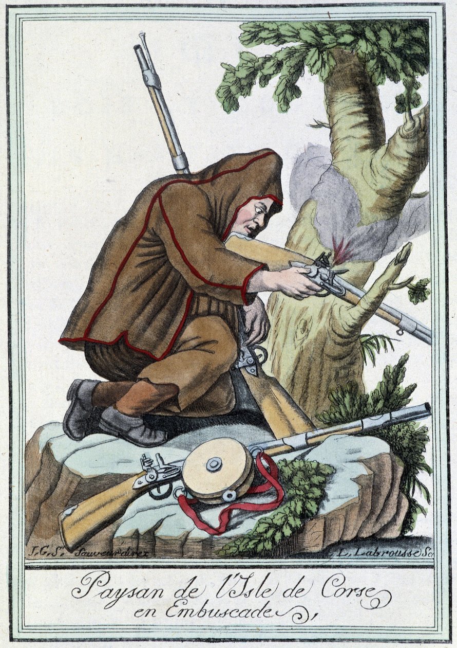 Peasant de l'Isle de Corse en كمائن - في "" Encyclopédie des voyages "بقلم J. Grasset St Sauveur ، Deron ، Paris بواسطة LF Labrousse