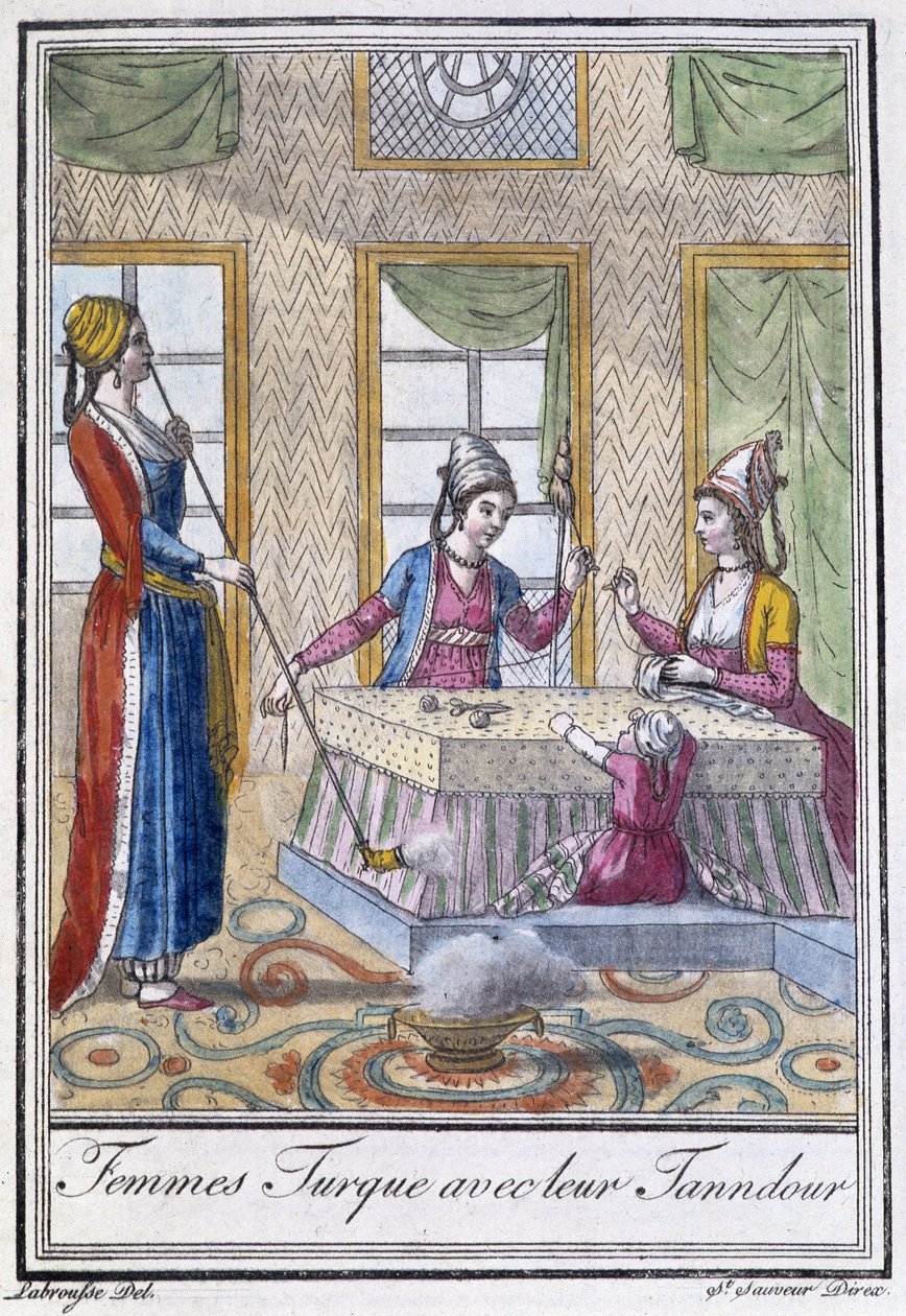 النساء التركيات مع التنندور - في "" Encyclopédie des voyages "بقلم J. Grasset St Sauveur ، محرر. ديروي ، باريس بواسطة LF Labrousse