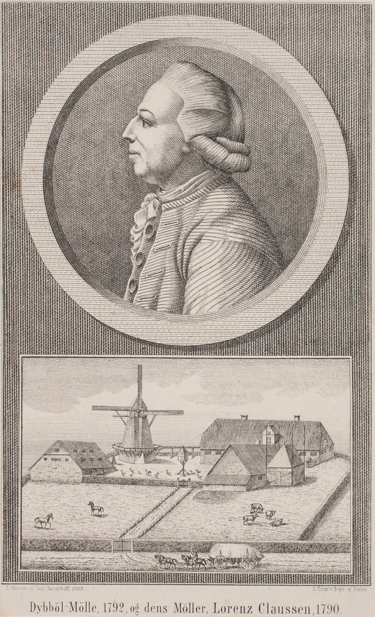 مطحنة Dybbøl ، 1792 ، وطاحنها Lorenz Claussen ، 1790 بواسطة نيسن