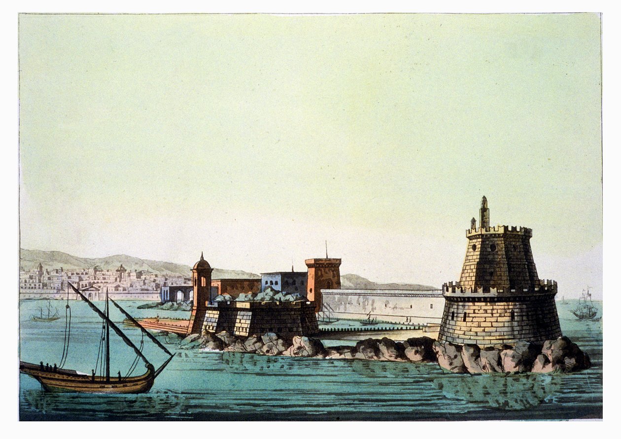 The Harbour and Mole في الجزائر ، اللوحة 69 من "Le Costume Ancien et Moderne" لجول فيراريو ، محفورة من قبل Gaetano Zanson (1771-1816) نشرت c.1820s-30s بواسطة ل. روسي