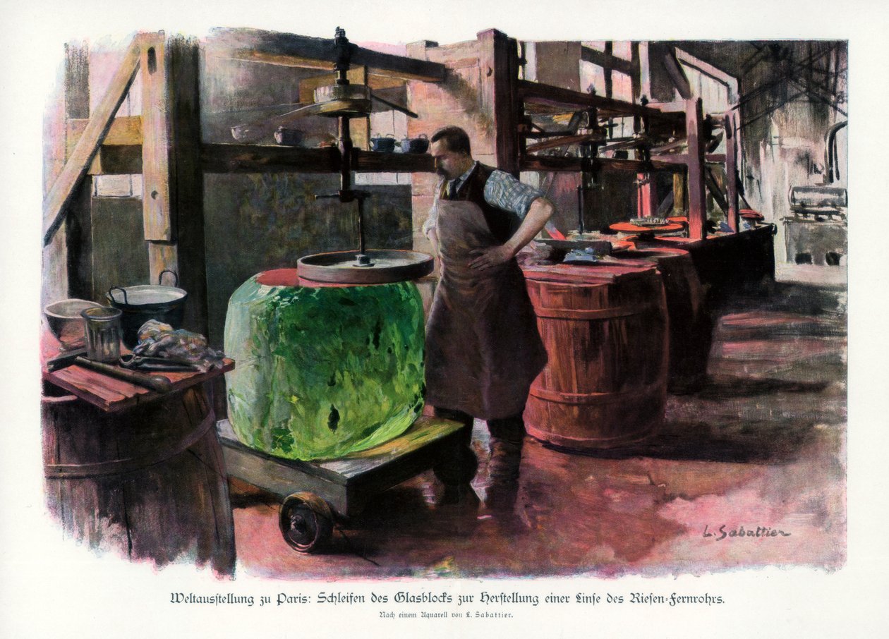 صناعة العدسات ، معرض باريس العالمي ، 1889 ، 1900. بواسطة L Sabattier