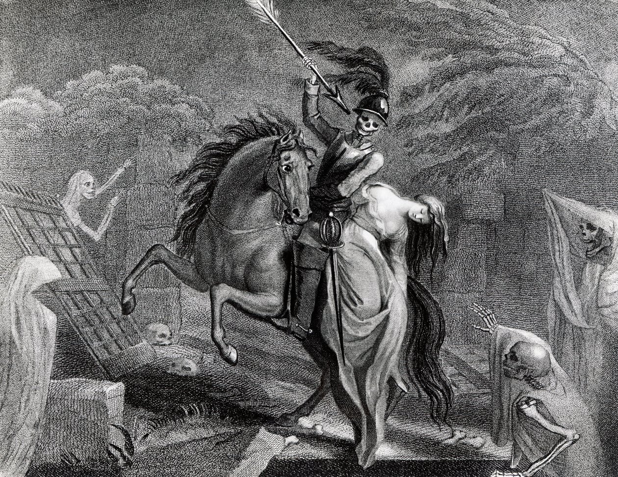 Lenore riding with Death, illustration for the poem Lenore by Gottfried Augustus Burger (1747-1794), drawing by Diana Beauclerk (1734-1808) for the 1796 edition published by Harding Pall Mall بواسطة سيدة ديانا بوكليرك