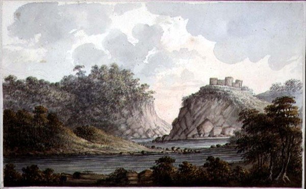 منظر طبيعي للقلعة المدمرة ، حوالي عام 1825 (ألوان مائية على ورق) بواسطة سيدة إيجرتون