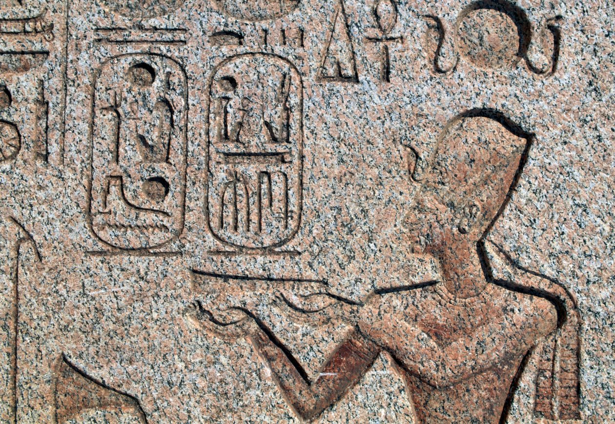 Obelisk with reliefs and inscriptions of Ramesses II, Great Temple of Amun, Tanis, Egypt, Egyptian civilization, New Kingdom, Dynasty XIX بواسطة ليلى (فنانة معاصرة) الشوا