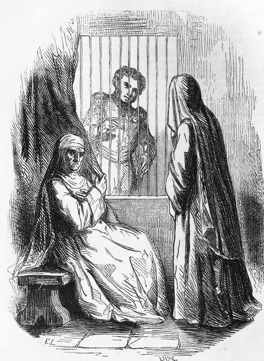 Illustration for Duchess Of Langeais, novel by Honore de Balzac (1799-1850) from multi-volume collection entitled Human Comedy, engraving by Laisne بواسطة لايسن لايسن