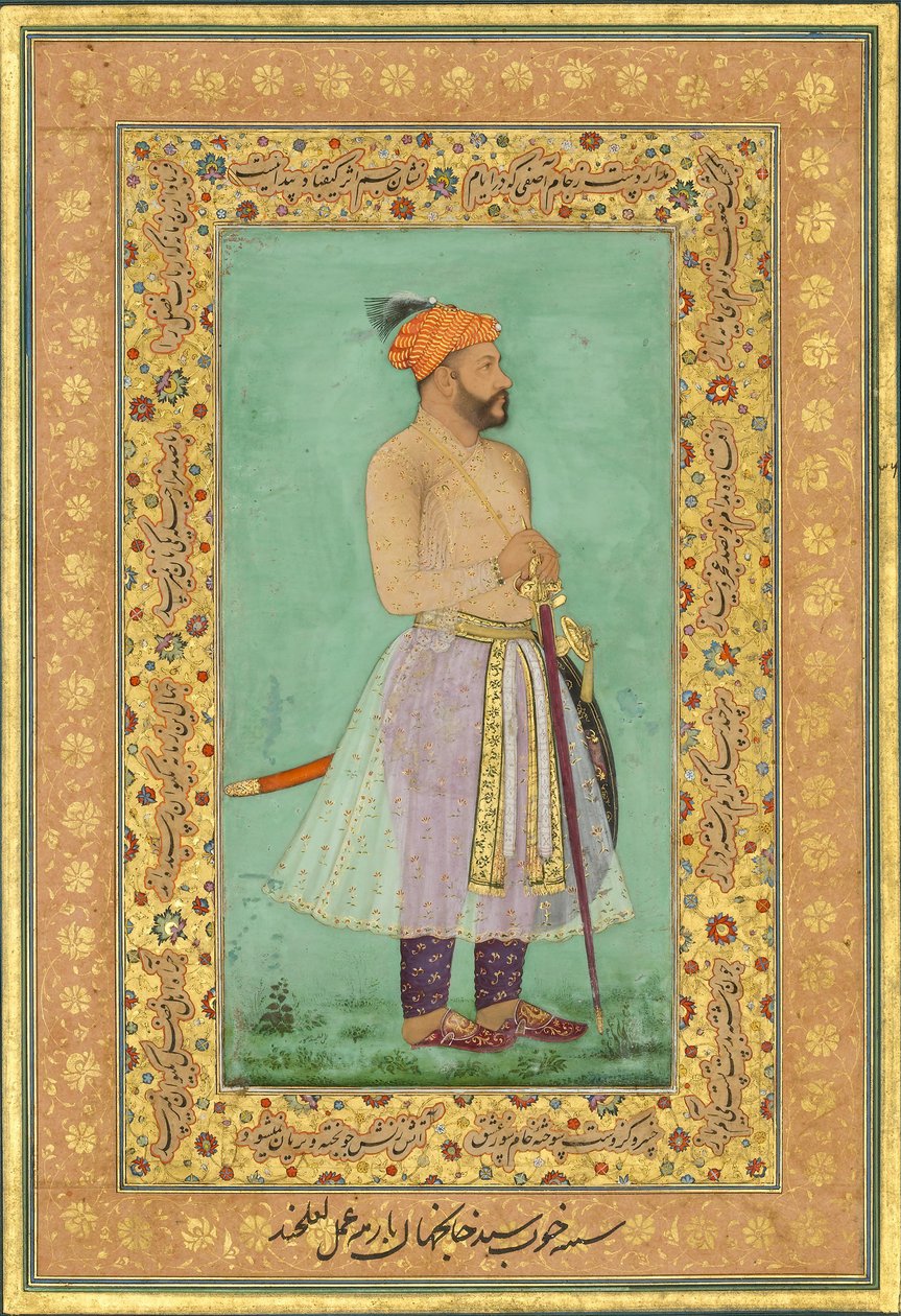 صورة للسيد أبو المظفر خان ، خان جهان برها ، ورقة من شاه جيهان ... ، وجه: c1630 بواسطة لالشاند