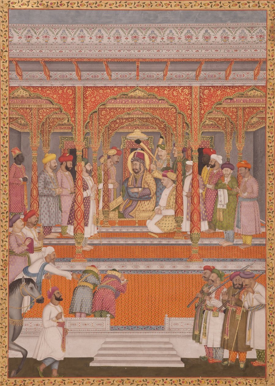 ميرزا محمد معظم شاه خورام بخت بهادور يستقبل سادات علي ، نواب الأو ، 1803 (مرحاض غير شفاف على الورق) بواسطة مرات Lalji