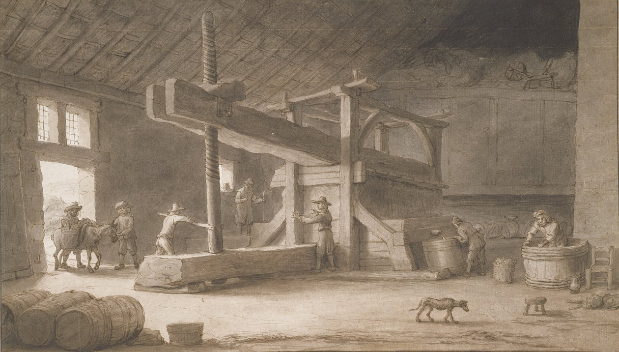 معصرة Monsieur Dittyl ، خارج نانت ، c.1670 (قلم وحبر مع غسل على الورق) بواسطة لامبرت دومر