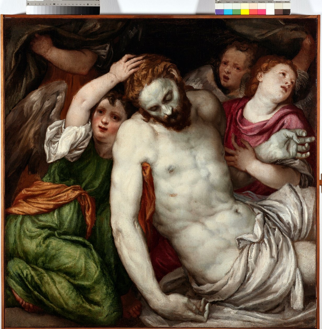 Pieta et anges (Pieta with angels) لوحة لامبرت سوستريس (1515-1584) القرن السادس عشر الشمس 83x84 سم Musei di Strada Nuova Genes بواسطة لامبرت سوستريس