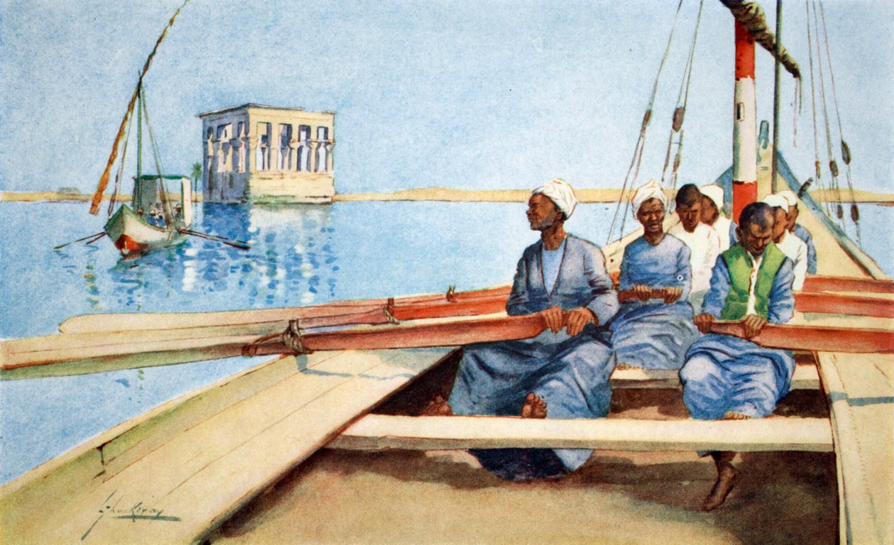 إلى فيلة في الفلوكة من "الجانب المضيء لمصر" 1908 بواسطة لانس ثاكيراي