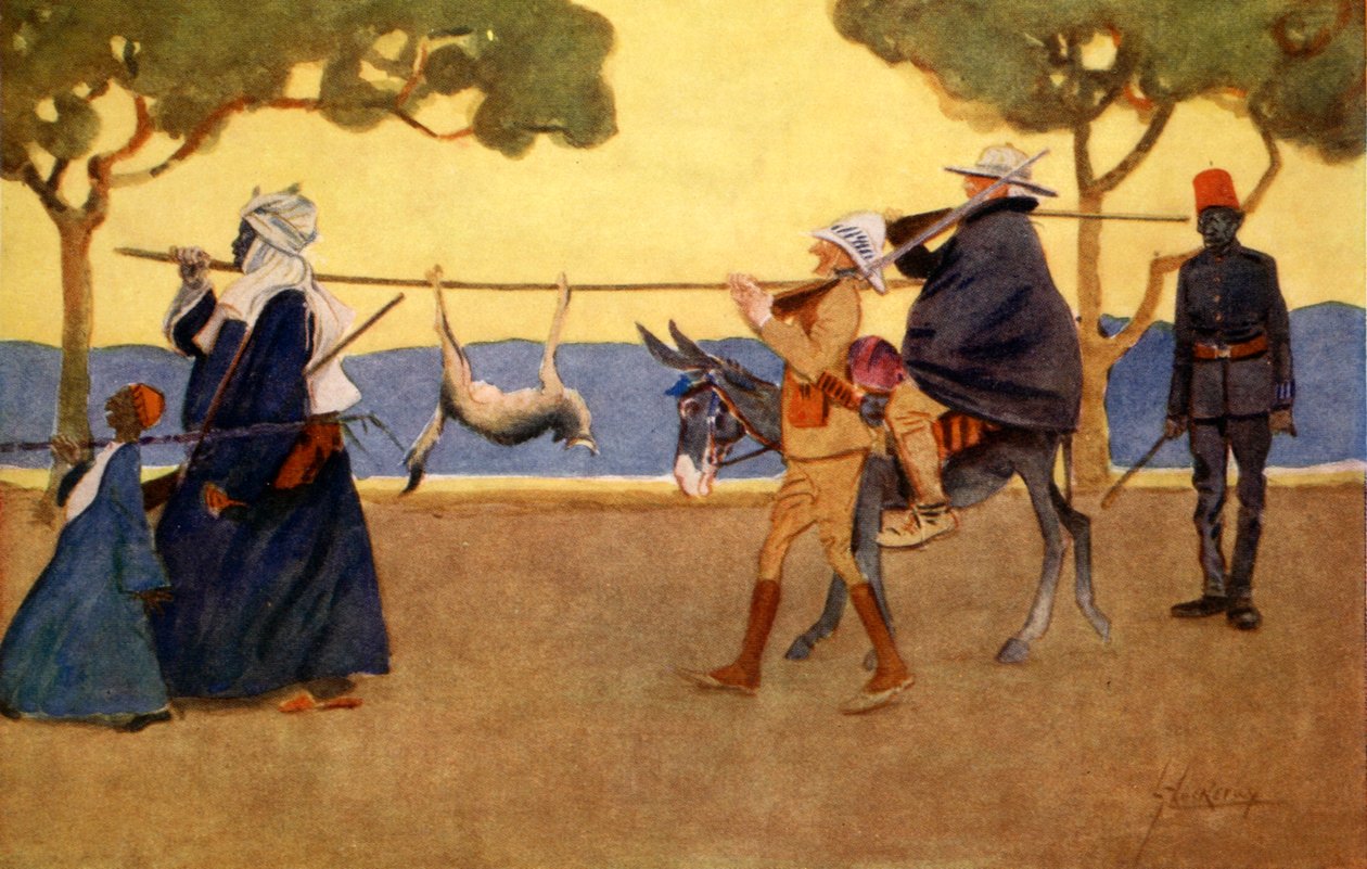 صائدو الألعاب الكبيرة ، من "الجانب المضيء لمصر" ، 1908 بواسطة لانس ثاكيراي
