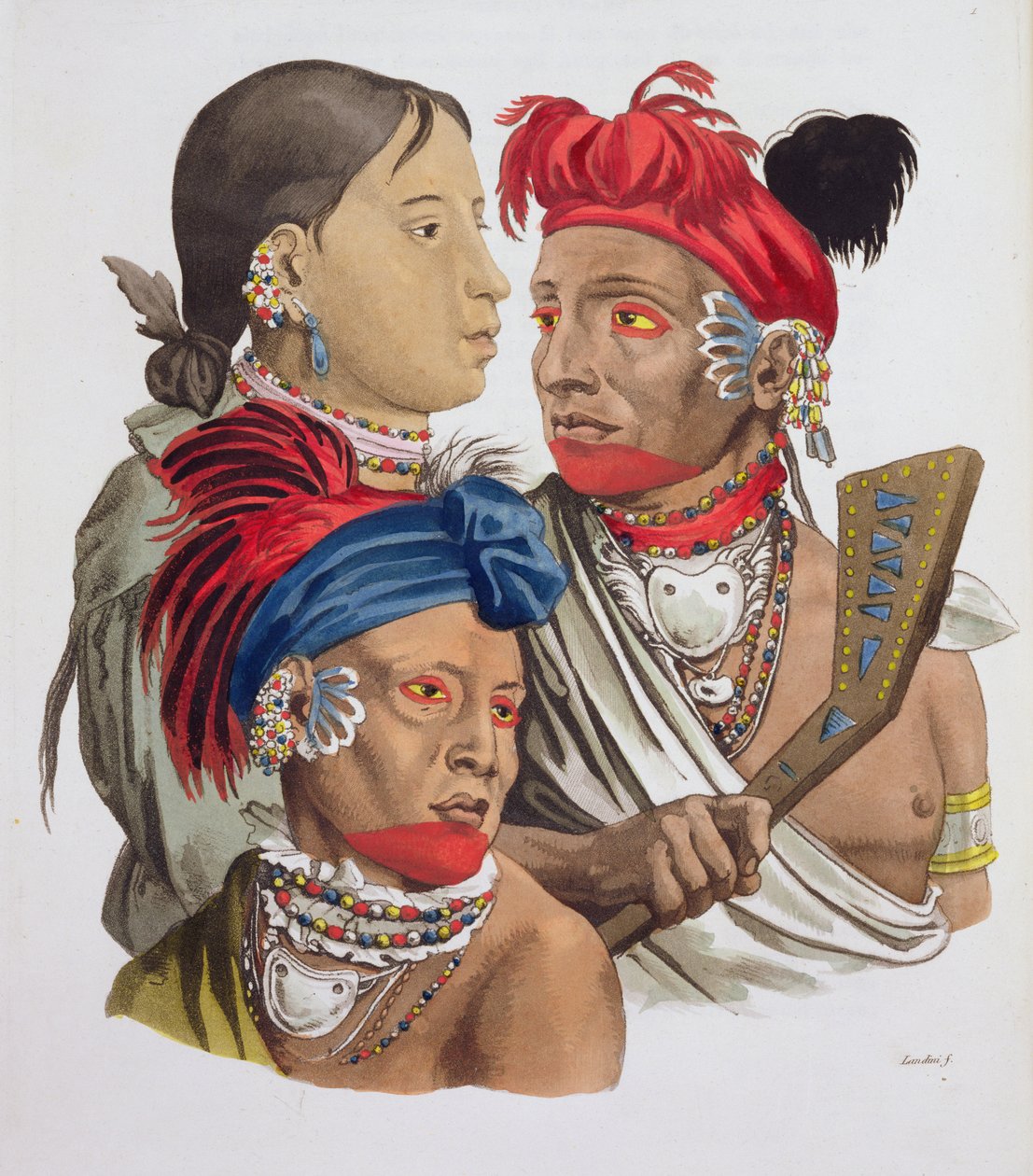 أهل أوساجي الأمة ، من "Le Costume Ancien et Moderne" بقلم جول فيراريو ، تم نشره في 1820s-30s بواسطة لانديني