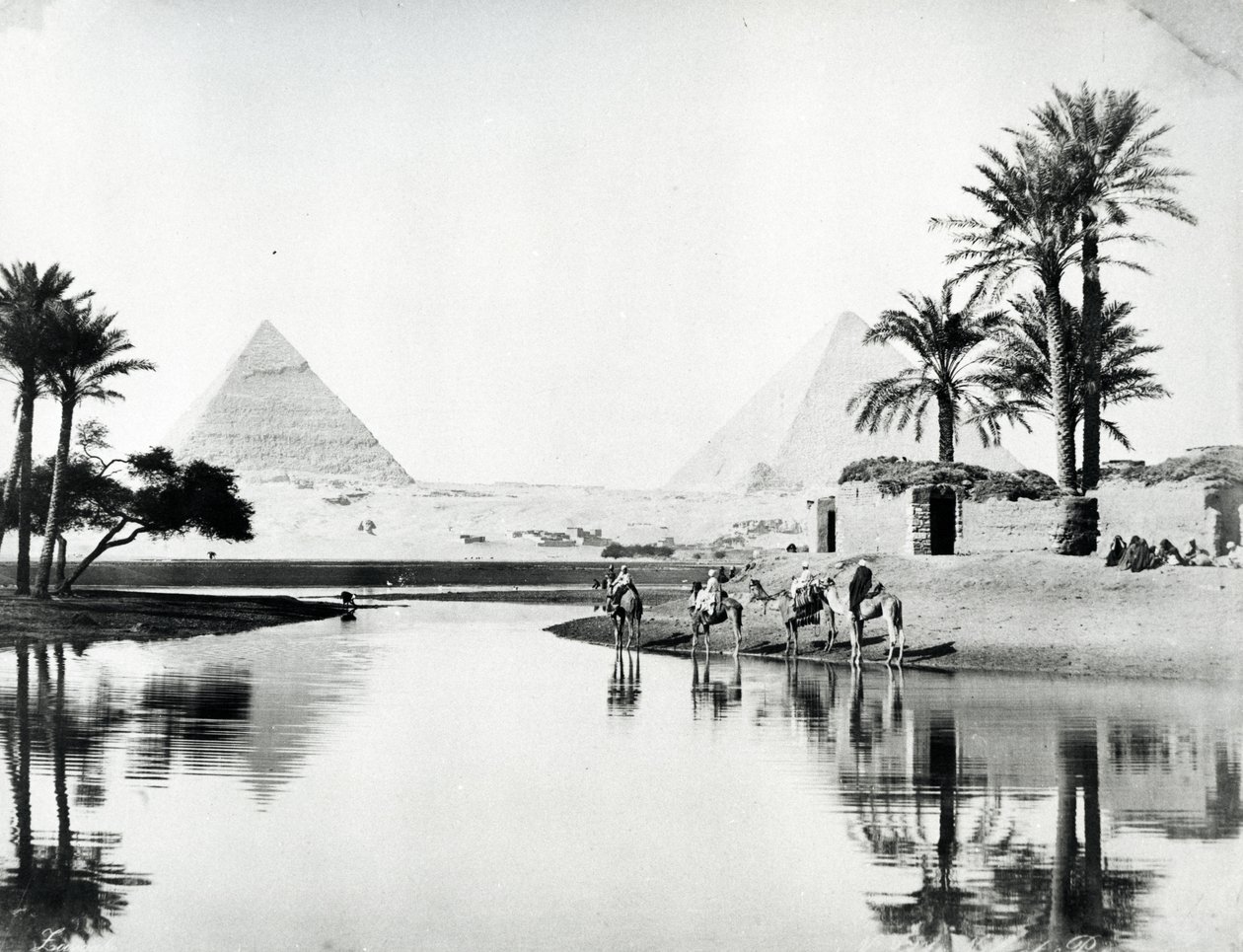 أهرام خوفة وخفرع من فيضان النيل ، ج .1880 بواسطة لانغاكي