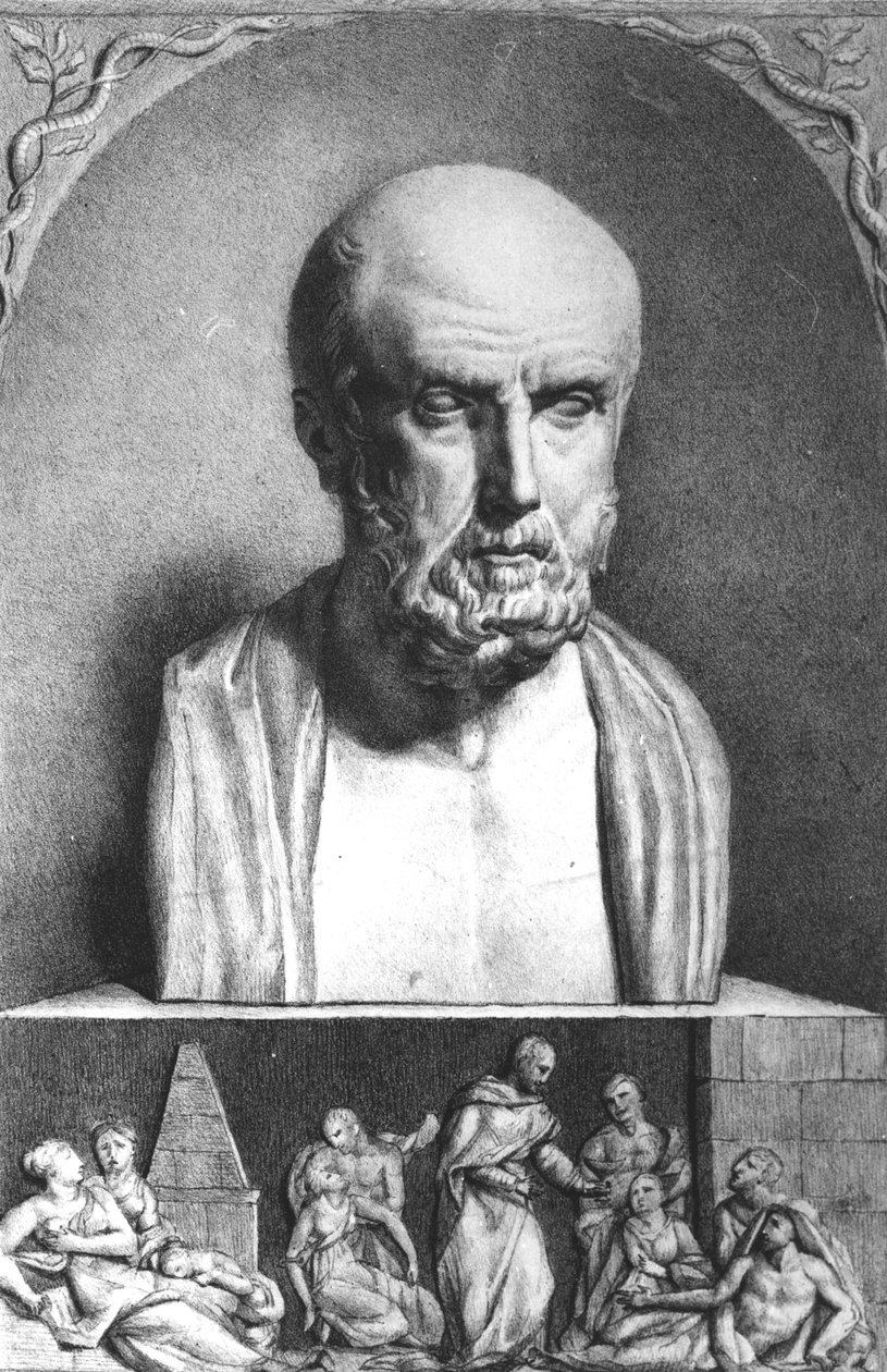 صورة لأبقراط (c.460-c.377 قبل الميلاد) ، النصف الأول من القرن التاسع عشر بواسطة لانجلوم