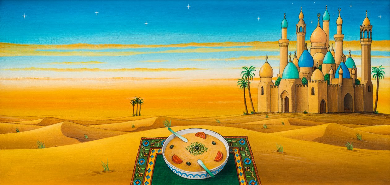 حمص على الرمال ، 1992 (أكريليك) بواسطة لاري سمارت