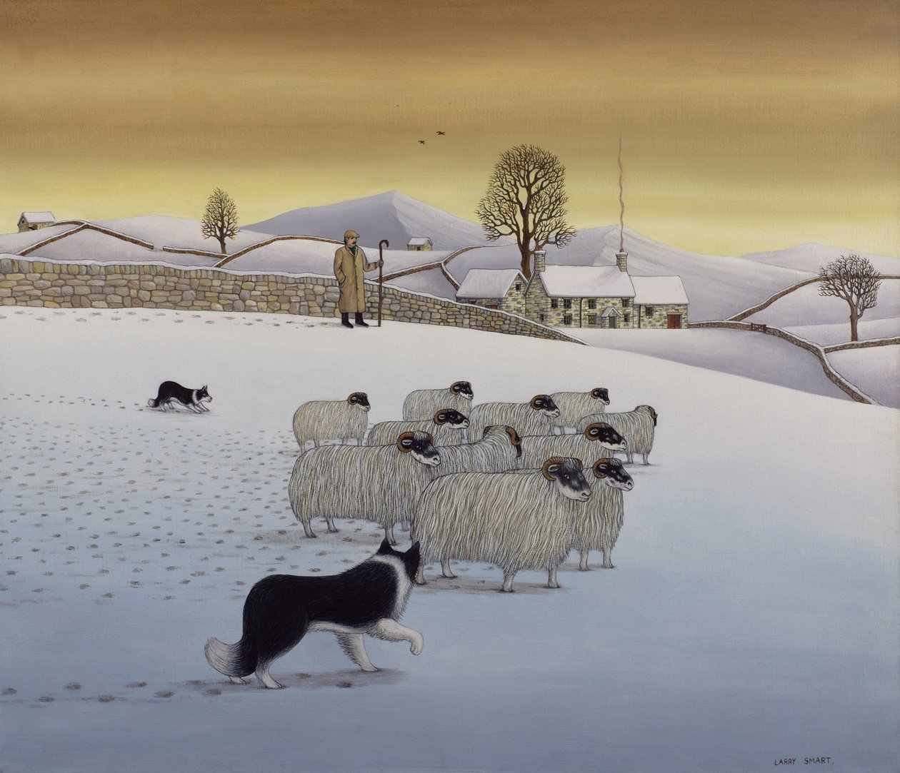 The Fells in Winter، 1984 (أكريليك على كتان) بواسطة لاري سمارت