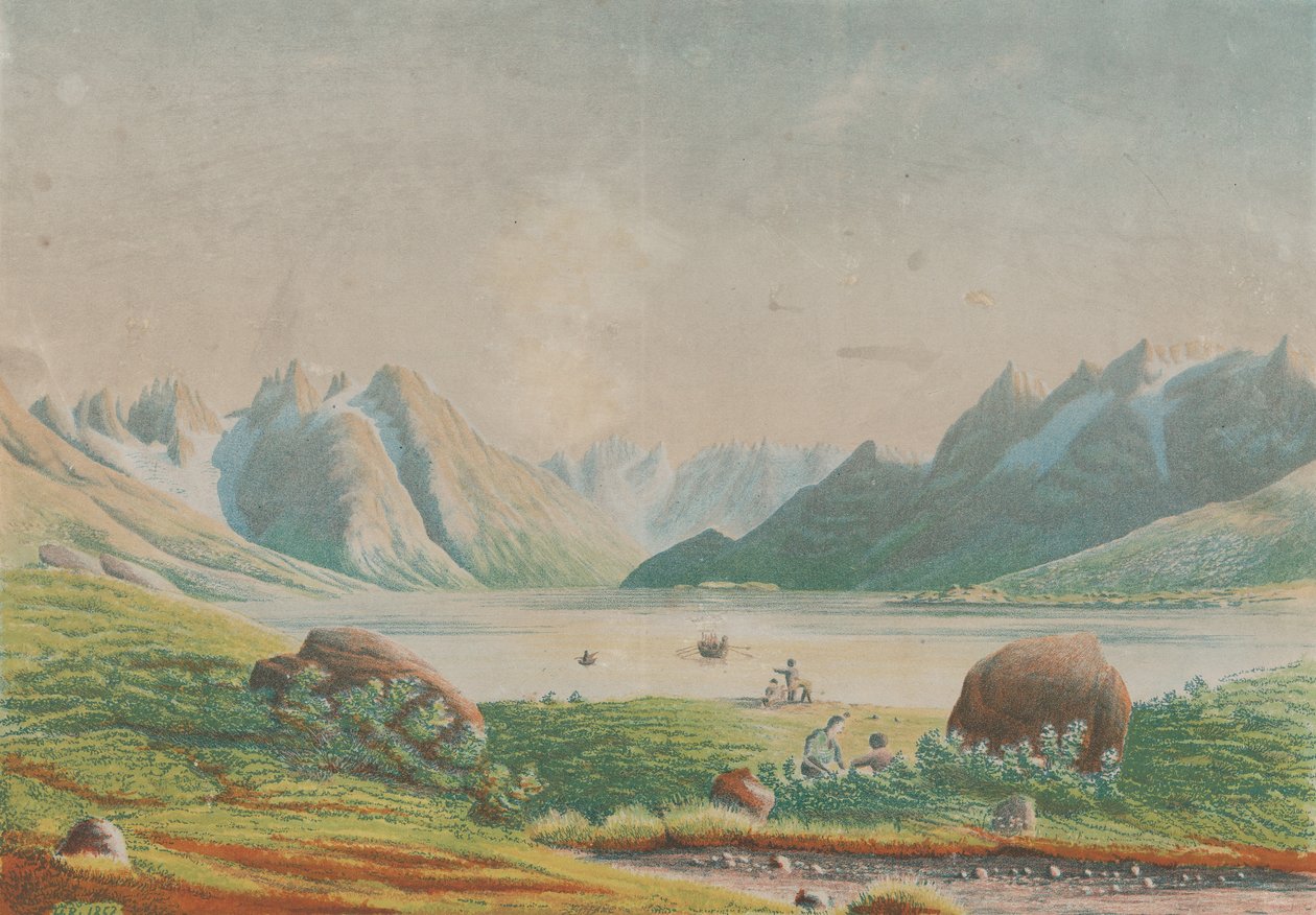 بحيرة Kuggsuak في Tasermiut ، جرينلاند ، 1863. بواسطة لارس مولر