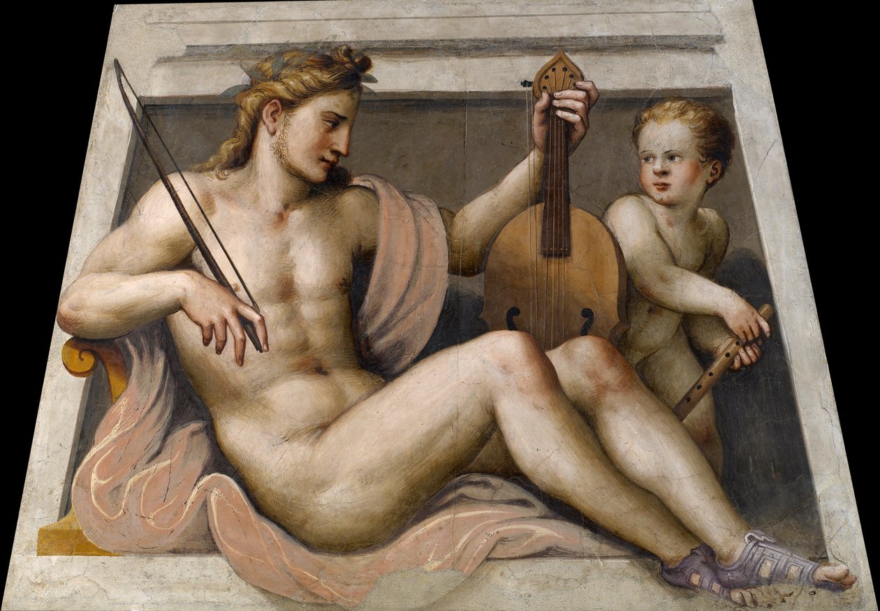 أبولو مع كيوبيد بارامبارا ، لاكتانتيوس (1530-1574). فريسكو ، الحجم: 155.5 × 109 ، معرض توسيو مارتينينجو للفنون ، بريشيا بواسطة لاتانزيو جامبارا