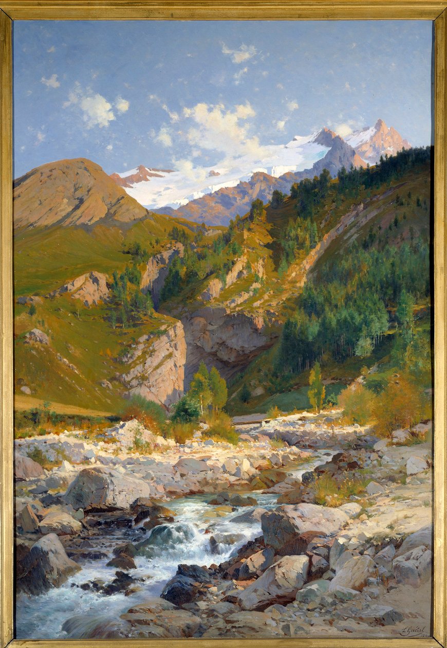 يحتوي السيل على شافالتشيري ونهر تابوشيت الجليدي ومناظر جبل ميجي. لوحة للوران جوتال (1841-1892) 1888 غرونوبل ، متحف الفنون الجميلة بواسطة لوران غيتال