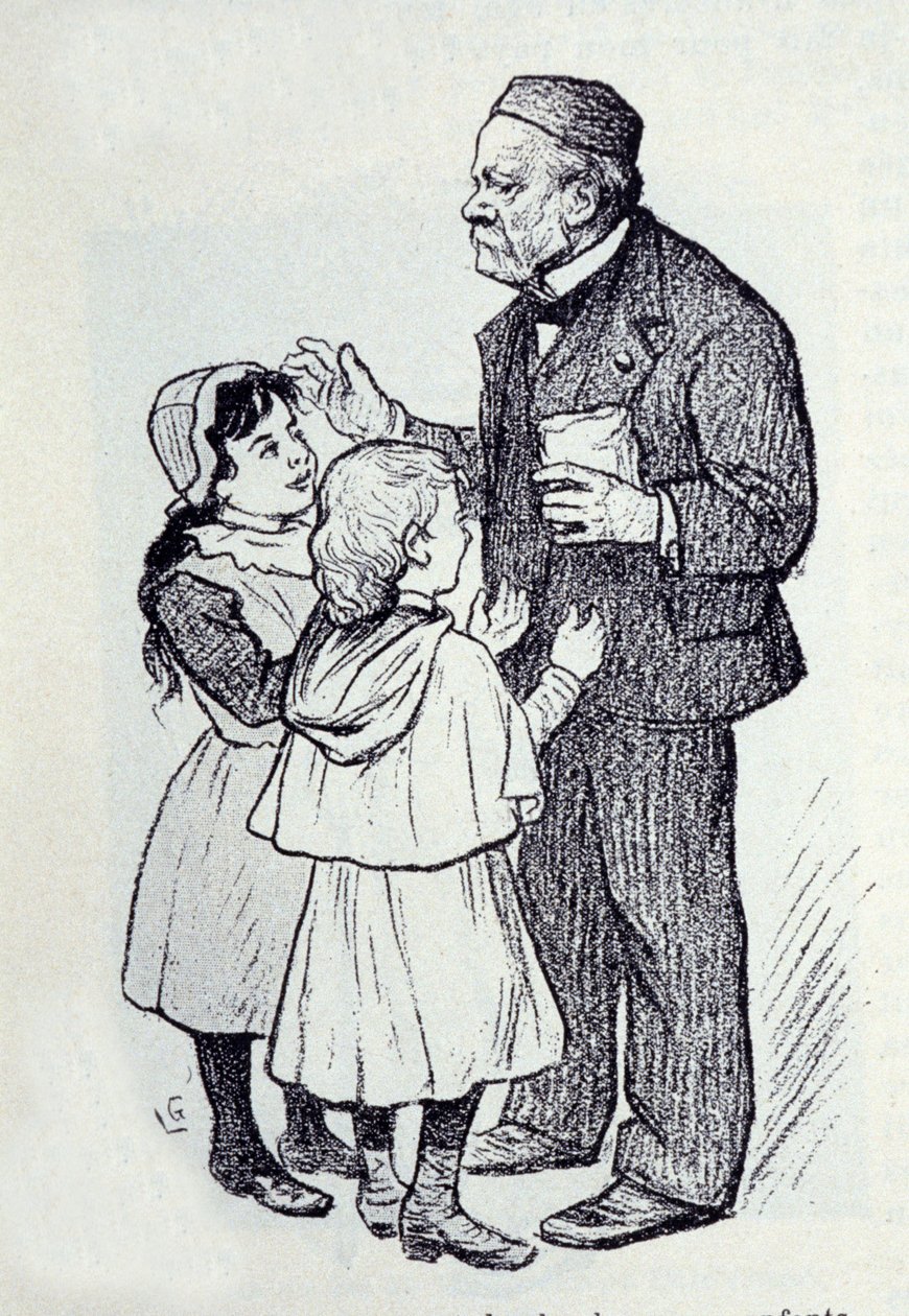 صورة لويس باستور (1822-1895) ، الكيميائي والفيزيائي الفرنسي وهو يقدم الحلويات لأطفال المعهد. رسم لوسيان لوران جسيل (لوران جسيل) (1860-1944). الدكتور بواسطة لوران لوسيان جسيل