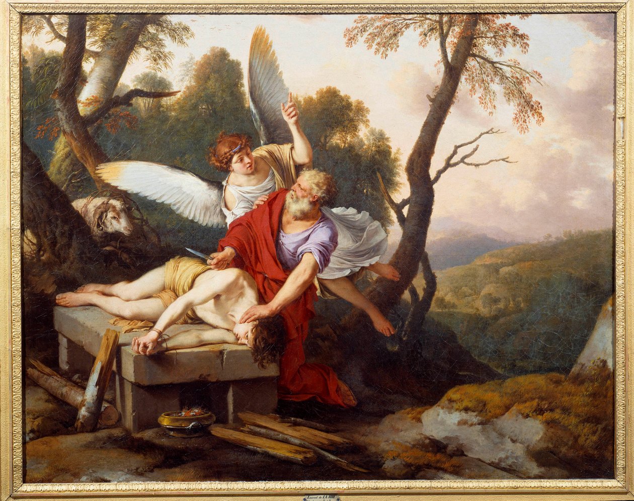 إبراهيم يضحي بابنه إسحاق لوحة للوران دي لا هيري (1606-1656) 1650 ريمس ، متحف سانت دينيس بواسطة لوران دي لا هير