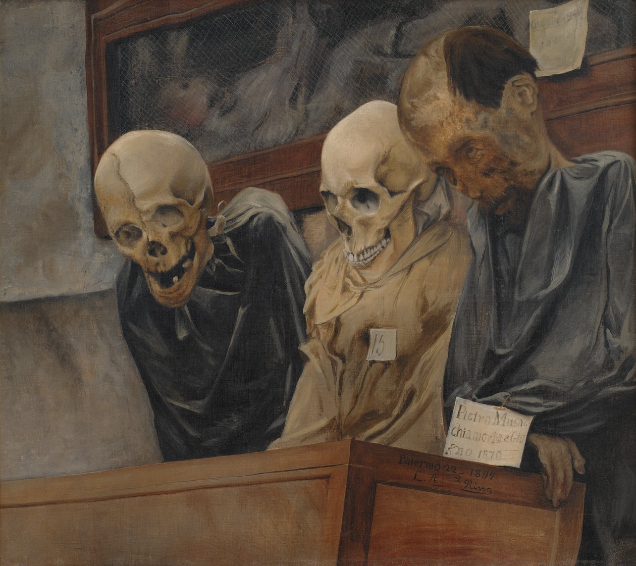 ثلاث جماجم من Catacombe dei Cappuccini في باليرمو ، 1894. بواسطة خاتم Andersen من Laurit