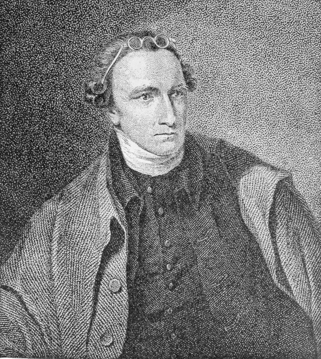 صورة باتريك هنري ، نقشها ويليام ساتشويل ليني (1769-1821) من مطبوعة في مجلة أنالتيكتيك ، ديسمبر 1817 بواسطة لورانس سولي