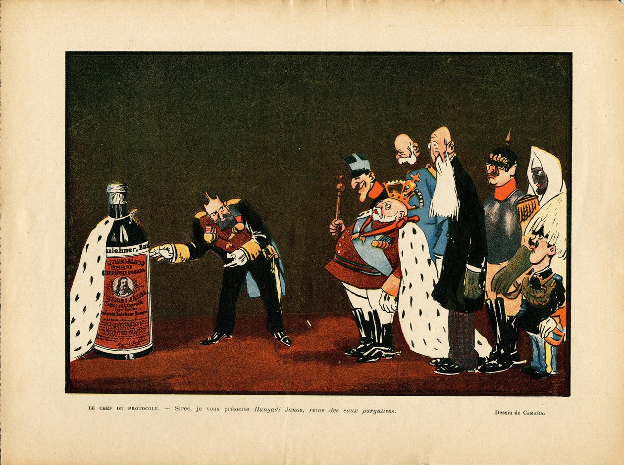 رسم توضيحي لـ Leal de Camara (1877-1948) في Le Rire ، 25/12/09 - بلجيكا ، أوروبا ، البرتغال ، النمسا ، إدمان الكحول ، البروتوكول - William II ، Leopold II ، Edward VII ، Alfonso XIII ، Francois-Joseph 1er d النمسا سلطان بواسطة ليل دي كامارا