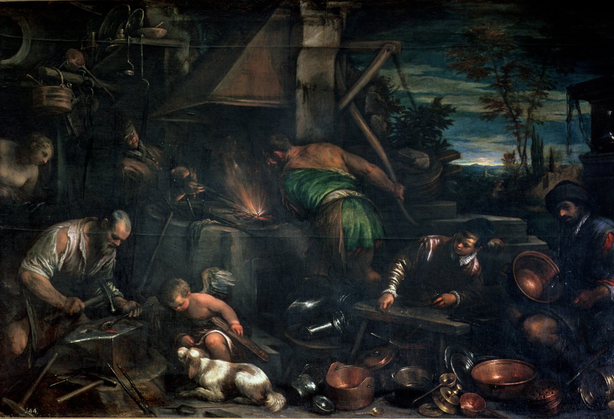 The Forge of Vulcan (زيت على قماش) بواسطة لياندرو دا بونتي باسانو
