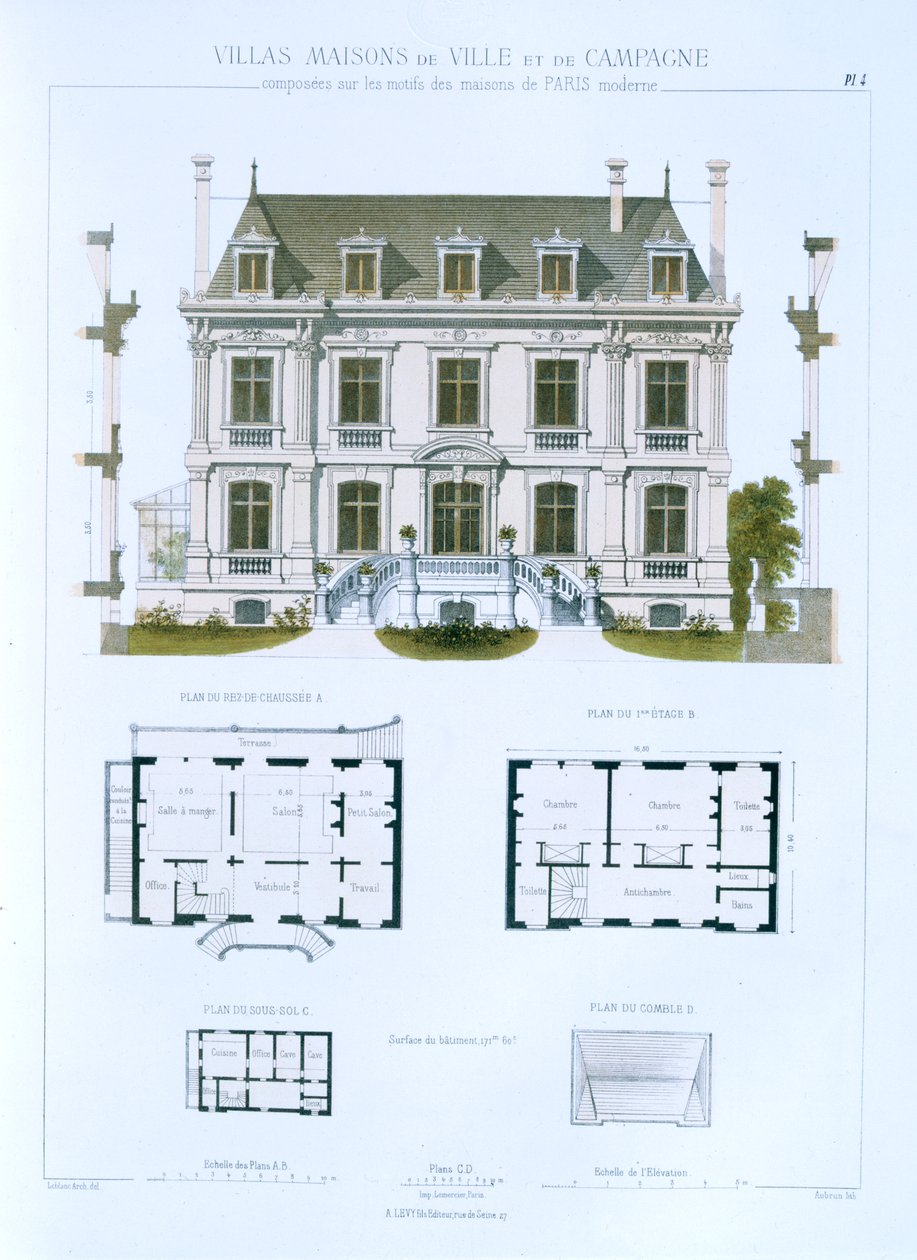 تصميم من &39;Town and Country Houses Based on the Modern Houses of Paris&39; ، c.1864 بواسطة Leblanc