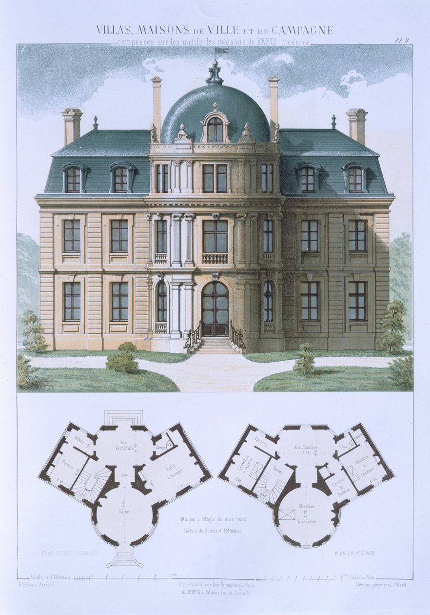 تصميم من &39;Town and Country Houses Based on the Modern Houses of Paris&39; ، c.1864 بواسطة Leblanc