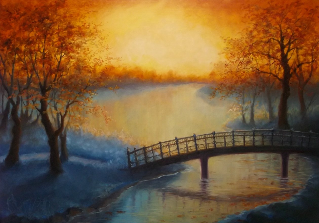 Golden Pond 2012 (زيت على الكتان) مناظر طبيعية بواسطة لي كامبل