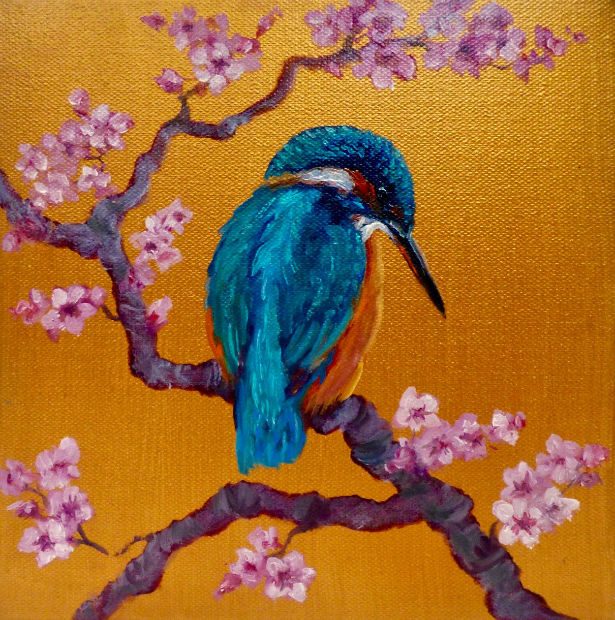 Kingfisher on Blossoms II ، 2022 بواسطة لي كامبل
