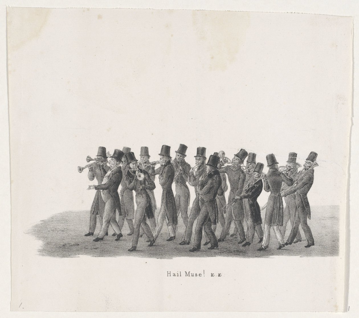 موسيقيون في موكب طلاب ليدن 1835 حائل موسى! (العنوان على الكائن) وكانت العروض المنفصلة التي قدمها المسيرة التي أقامها صاحب السمو الملكي. طلاب مدرسة Leidsche Hoogeschool في 9 فبراير 1835 ، مغلق (عنوان السلسلة على الكائن) بواسطة ليندرت سبرينغر (أنا)