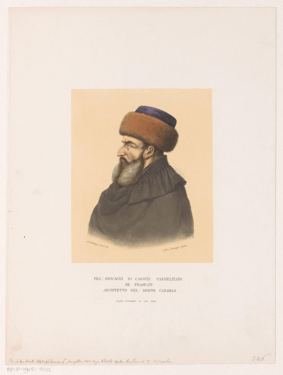 صورة فرا جيوفاني باتيستا كاسيني Fra Giovanni Ba Cassini Carmelite de Frascati مهندس جبل الكرمل (العنوان على الجسم) بواسطة ليندرت سبرينغر (أنا)