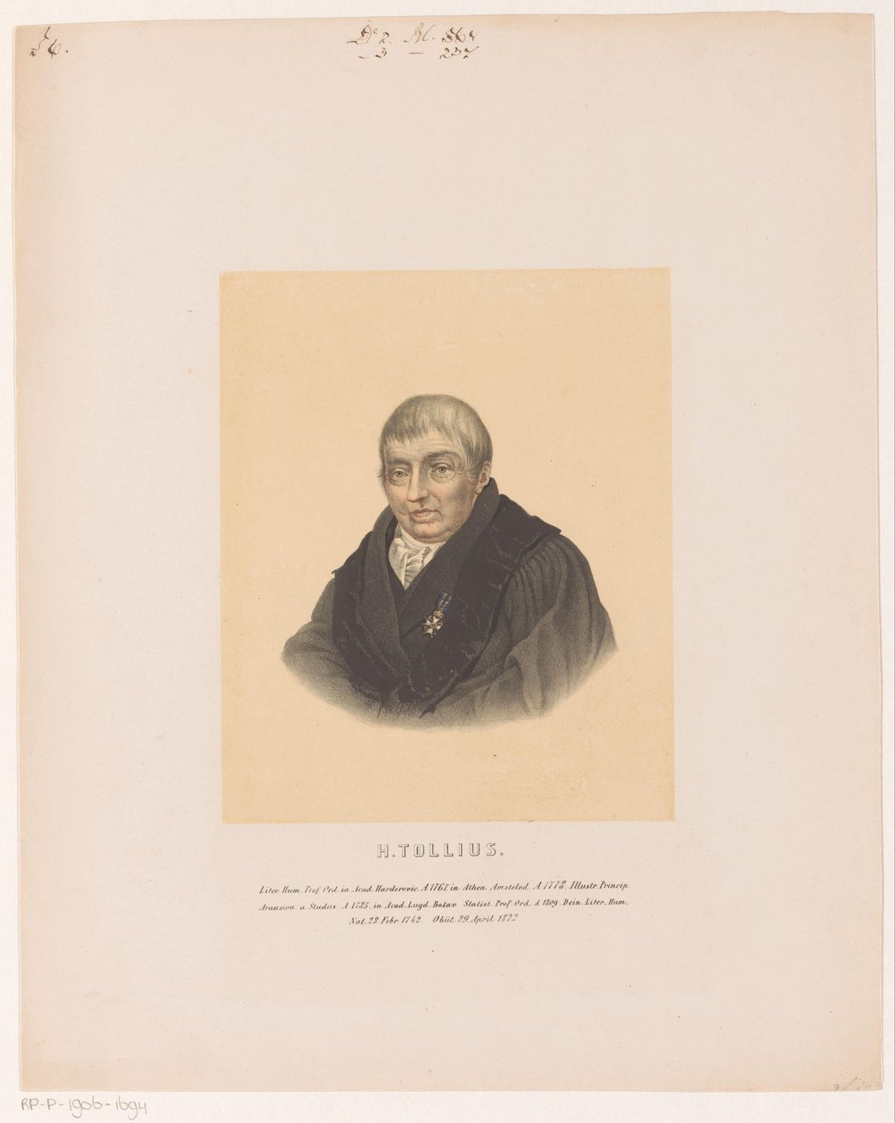 بورتريت فان هيرمان توليوس H. Tollius (العنوان على الكائن) بواسطة ليندرت سبرينغر (أنا)