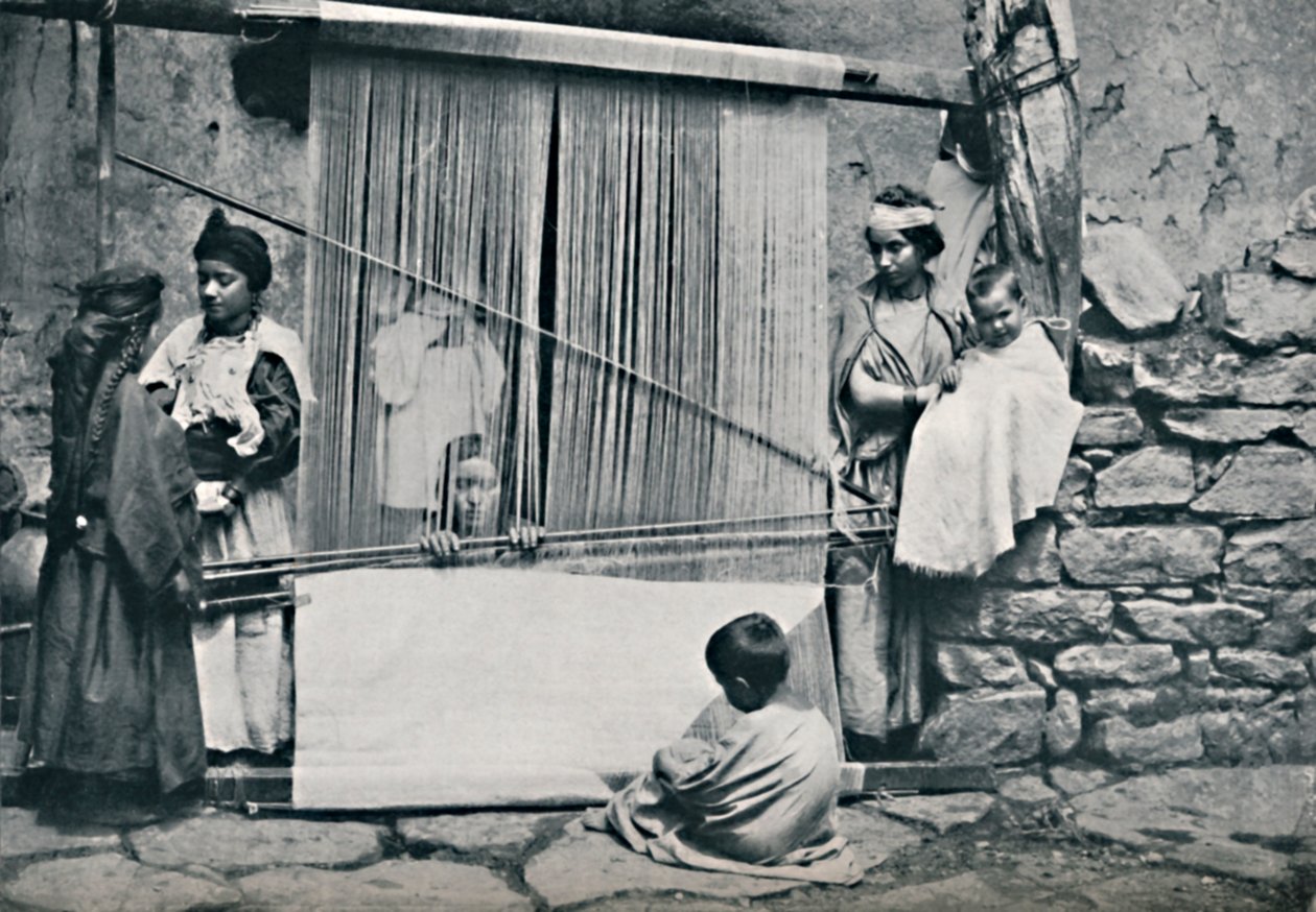 النساجون القبليون والنول الأصلي ، شمال الجزائر ، 1912 بواسطة ليجراند