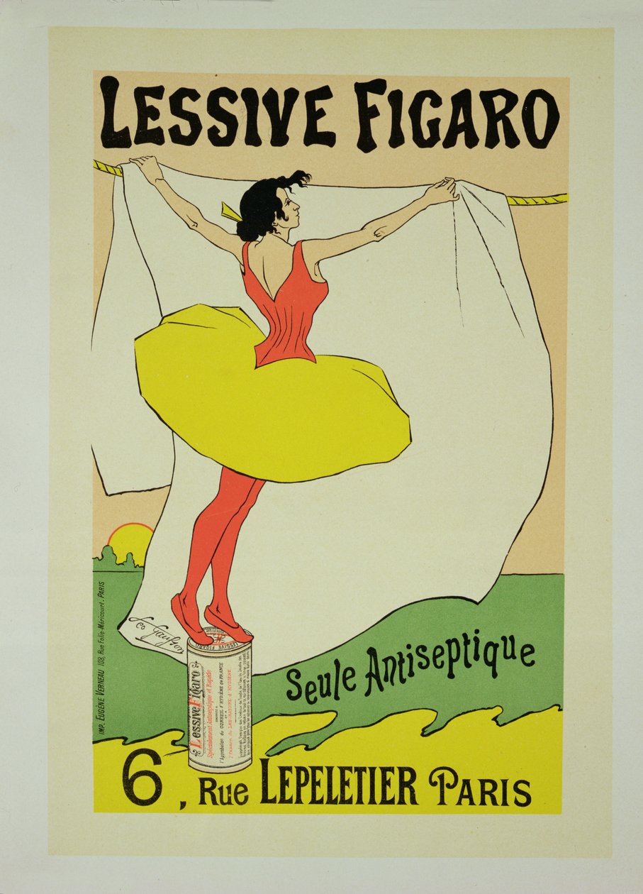 استنساخ ملصق ملصق "Lessive Figaro" ، شارع Lepeletier ، باريس ، 1893 بواسطة ليو جاوسون