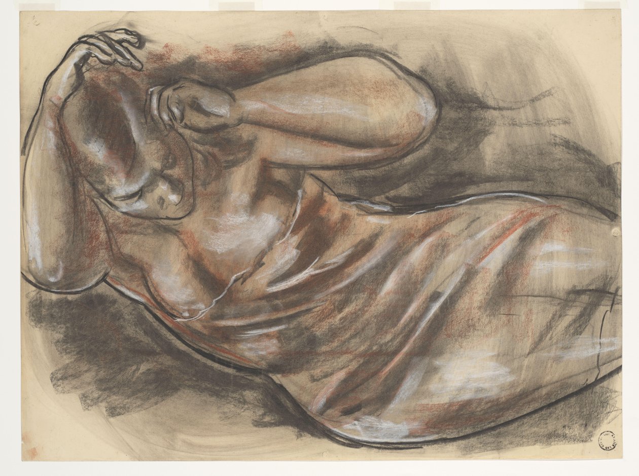 Reclining Nude (العنوان الأصلي) بواسطة ليو جستل (توقيع الفنان)