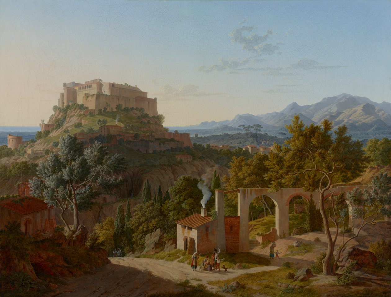 منظر طبيعي مع قلعة ماسا دي كارارا ، 1827 بواسطة ليو فون كلينزي
