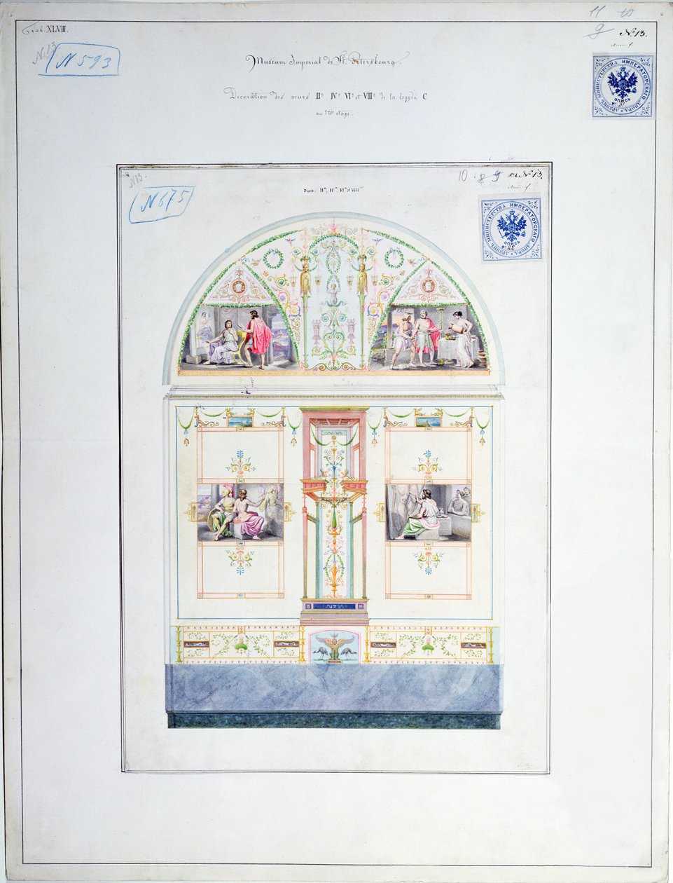 تصميم جدارية للديرميتاج ، سانت بطرسبرغ ، c.1840 بواسطة ليو فون كلينزي