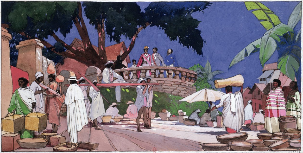 جان لابورد (1804-78) والملكة رانافالونا الأولى (1788-1861) من مدغشقر في عام 1855 ، ج. بواسطة جورج دي فيور