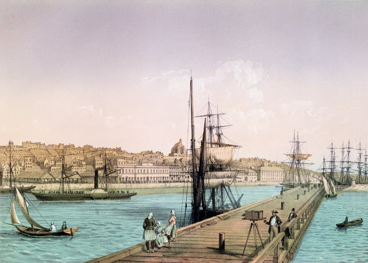 منظر لميناء بولون ، من سلسلة بعنوان "La France de Nos Jours" ، 1856 بواسطة ليون أوغست أسلينو